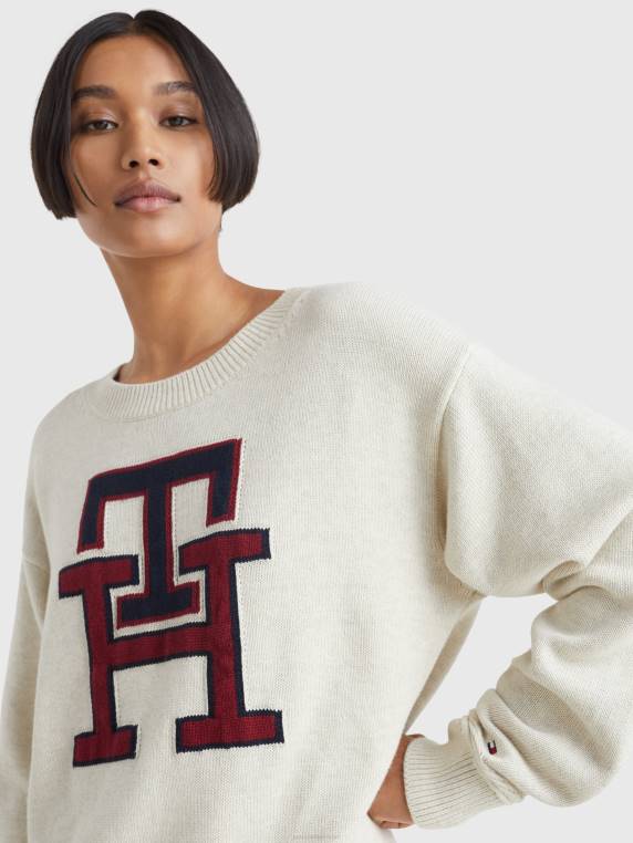 מגשר עם צווארון מונוגרמה NX202171 אברש יונה לבנה Tommy Hilfiger