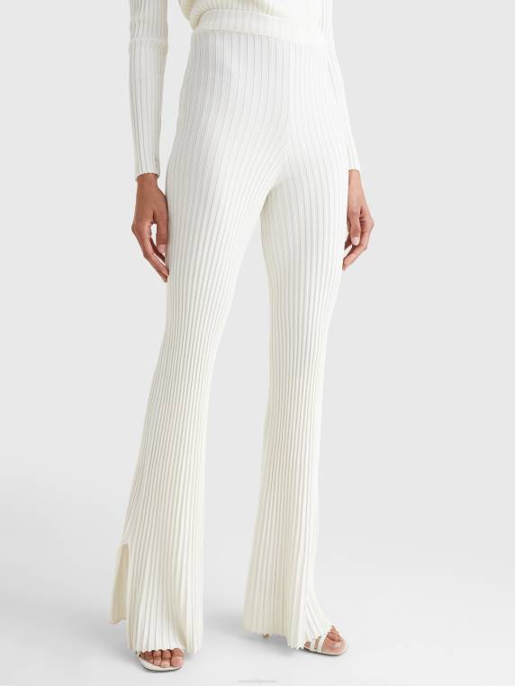 מכנסי סריג צלעות דקיקים מהחוף המערבי NX202177 שֶׁנהָב Tommy Hilfiger