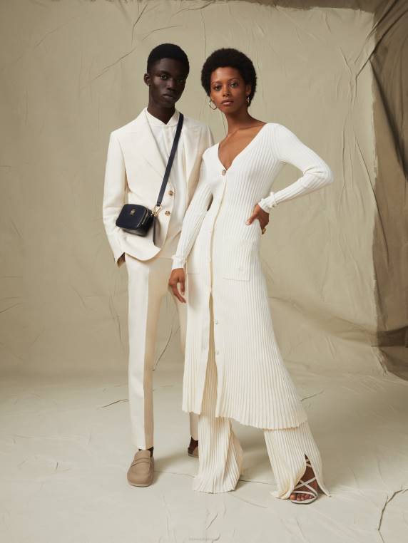 מכנסי סריג צלעות דקיקים מהחוף המערבי NX202177 שֶׁנהָב Tommy Hilfiger