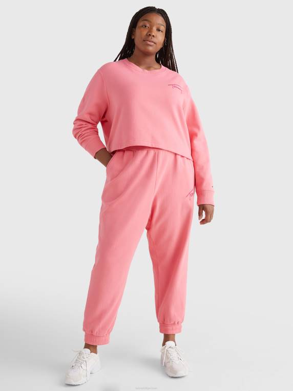 סווטשירט פליסה חתימה עם עקומה NX202181 ורד גן Tommy Hilfiger