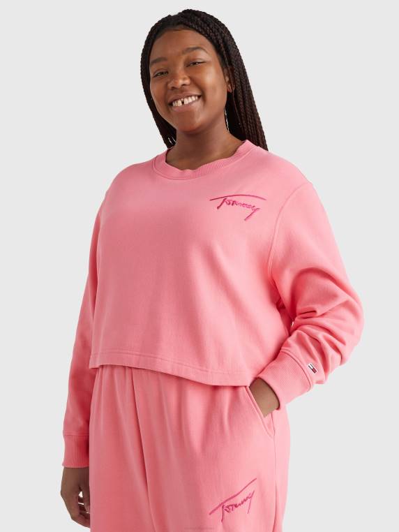 סווטשירט פליסה חתימה עם עקומה NX202181 ורד גן Tommy Hilfiger