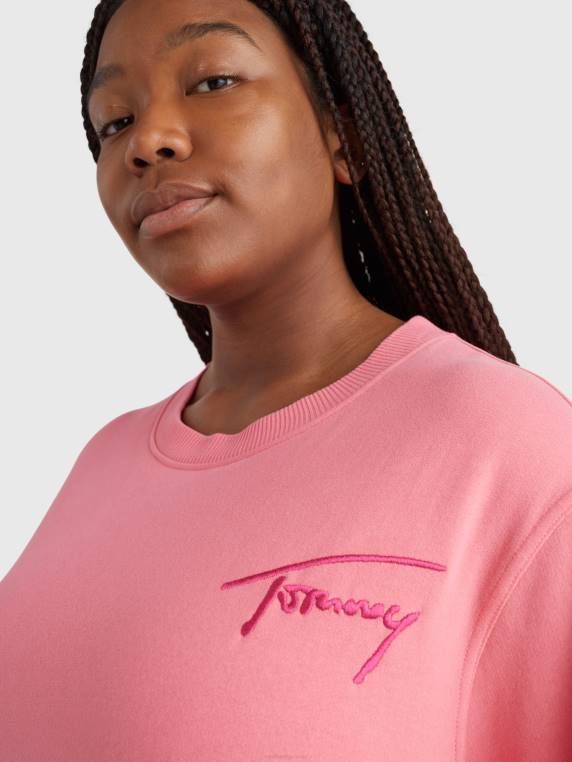 סווטשירט פליסה חתימה עם עקומה NX202181 ורד גן Tommy Hilfiger