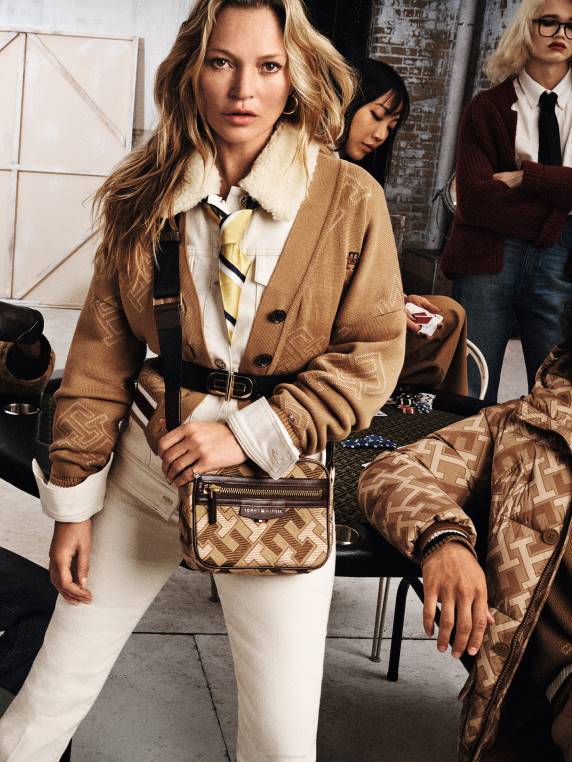 קרדיגן בגזרה רגועה עם מונוגרמה NX202182 חאקי כפרי Tommy Hilfiger