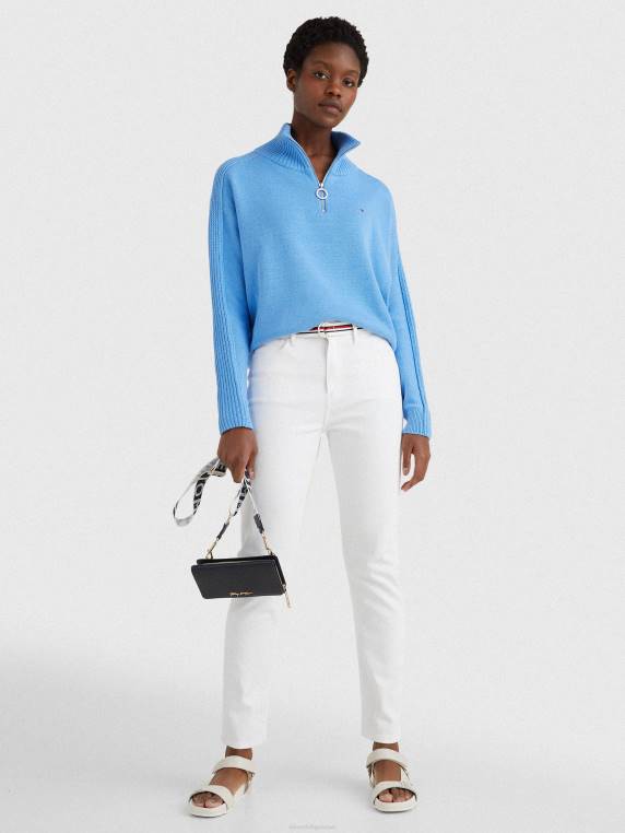 מגשר אוברסייז עם חצי רוכסן צוואר גבוה NX202185 כחול הידראנגאה Tommy Hilfiger