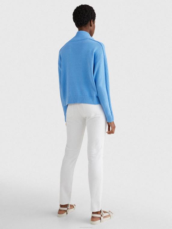 מגשר אוברסייז עם חצי רוכסן צוואר גבוה NX202185 כחול הידראנגאה Tommy Hilfiger