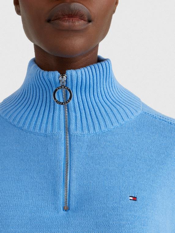 מגשר אוברסייז עם חצי רוכסן צוואר גבוה NX202185 כחול הידראנגאה Tommy Hilfiger