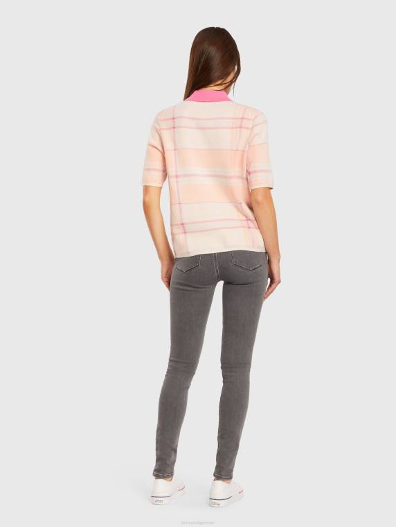 סוודר עם צווארון פולו בדוק NX202188 מדרס קל / אפרסק שקיעה Tommy Hilfiger