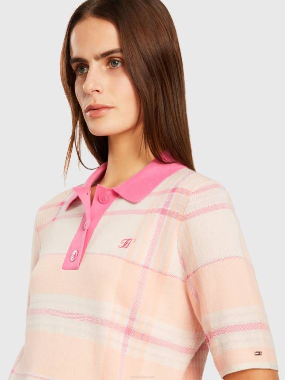 סוודר עם צווארון פולו בדוק NX202188 מדרס קל / אפרסק שקיעה Tommy Hilfiger