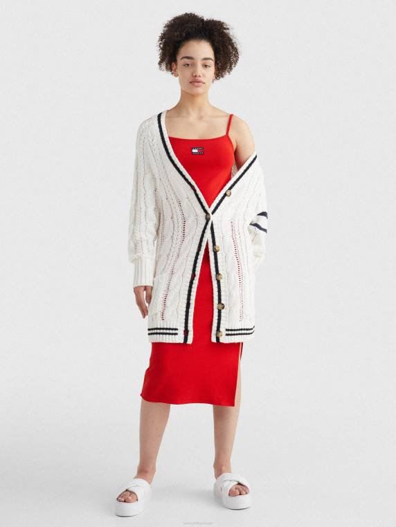 קרדיגן אוברסייז סרוג כבל תג NX202191 ecru/multi Tommy Hilfiger