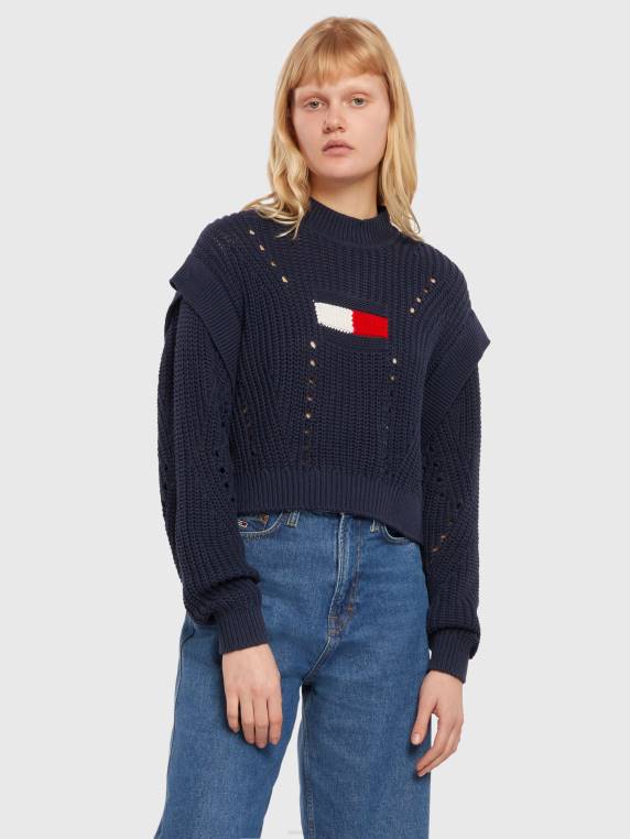 מגשר אוברסייז סריג דגל NX202195 צי הדמדומים Tommy Hilfiger