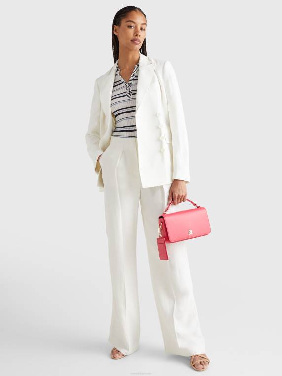 סוודר פולו עם פסים בגזרה בגזרה דקיקה NX202196 נייבי אקרו שנהב פס כחול בינוני Tommy Hilfiger