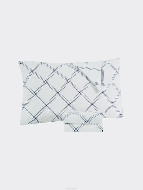 סט סדינים משובץ בחלונות מיטת קווין NX2021 צי משובץ Tommy Hilfiger