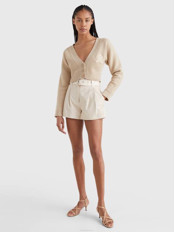 קרדיגן קשמיר מצמר נינוח NX202211 אבן בז' Tommy Hilfiger