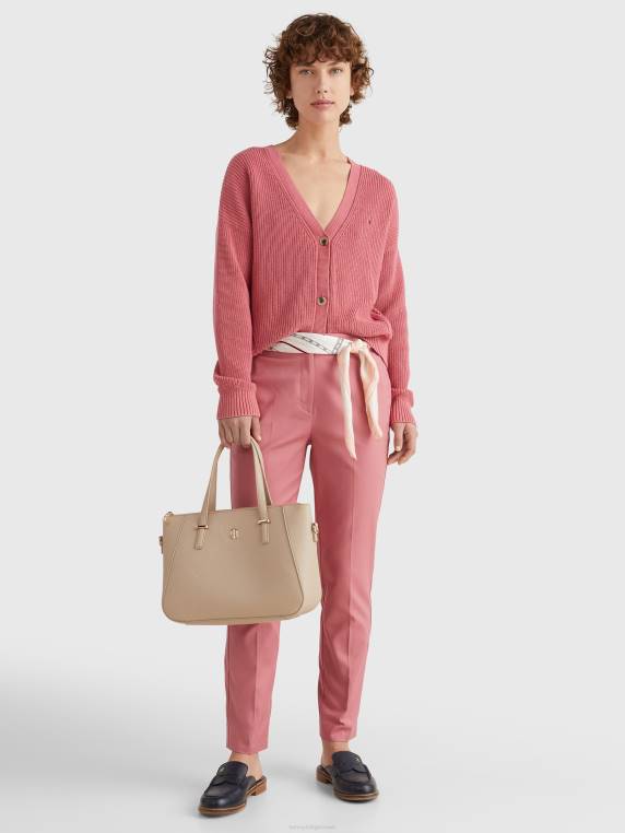 קרדיגן נינוח סרוג צלעות NX202216 ורוד אנגלי Tommy Hilfiger