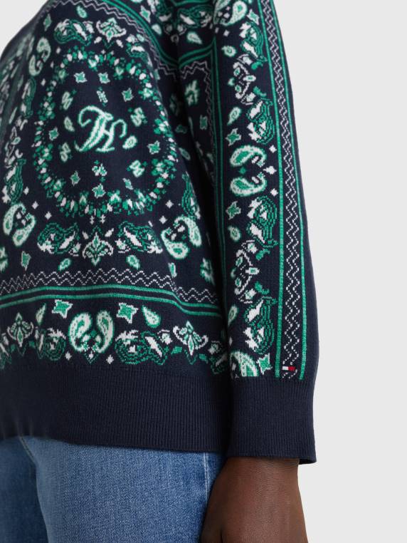 סוודר דפוס בנדנה בכושר נינוח NX202221 הניח בנדנה/שמי מדבר Tommy Hilfiger