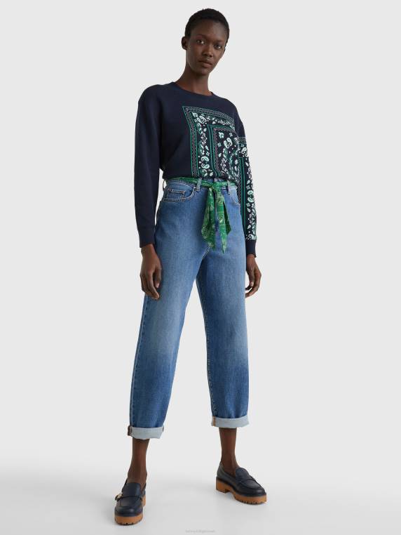 סוודר דפוס בנדנה בכושר נינוח NX202221 הניח בנדנה/שמי מדבר Tommy Hilfiger