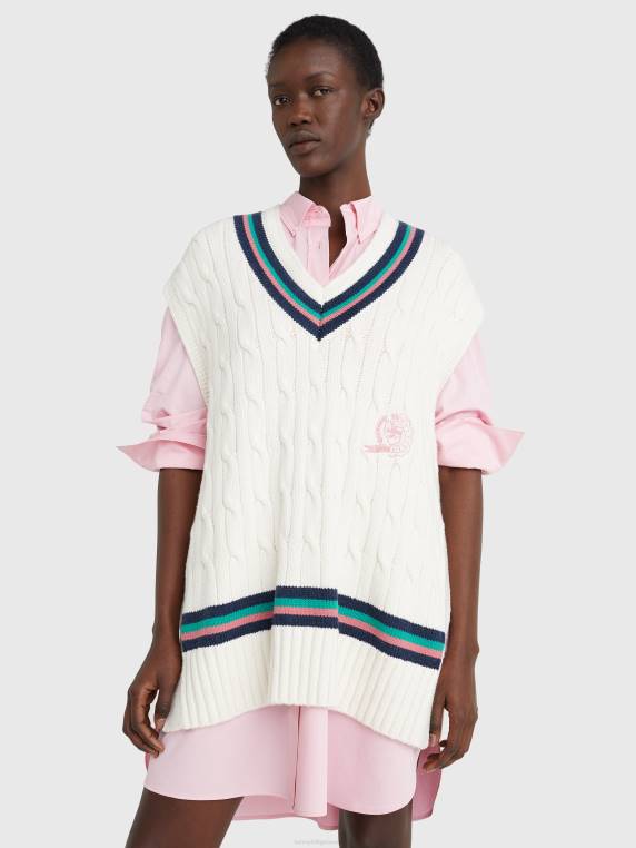 אפוד סוודר סרוג בכבלים גדול של אייקונים NX202225 אקרו Tommy Hilfiger