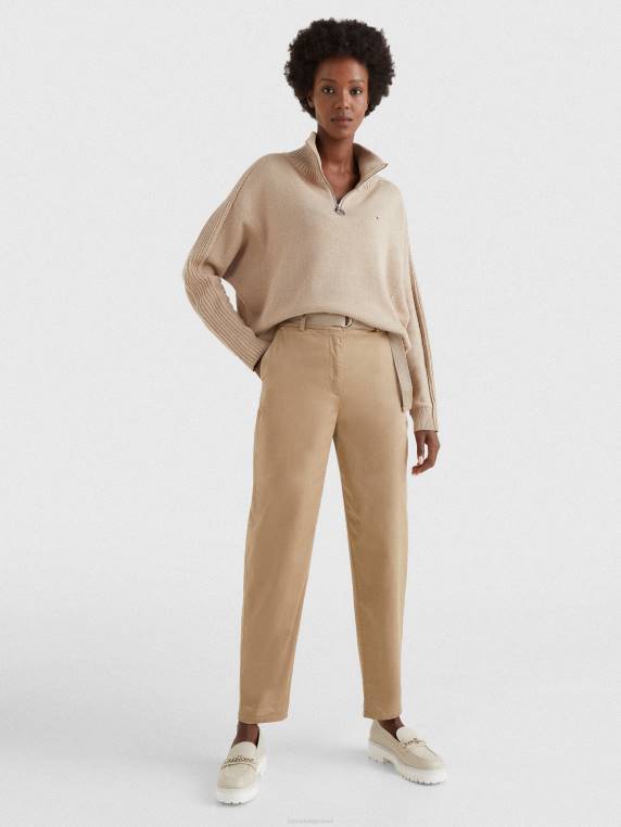 מגשר אוברסייז עם חצי רוכסן צוואר גבוה NX202227 בז' Tommy Hilfiger