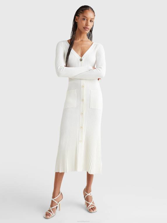 שמלת קרדיגן בגזרה בגזרה בגזרה בגזרה בגזרה בגזרה של גוף הכנה לחוף המערבי NX202230 שֶׁנהָב Tommy Hilfiger