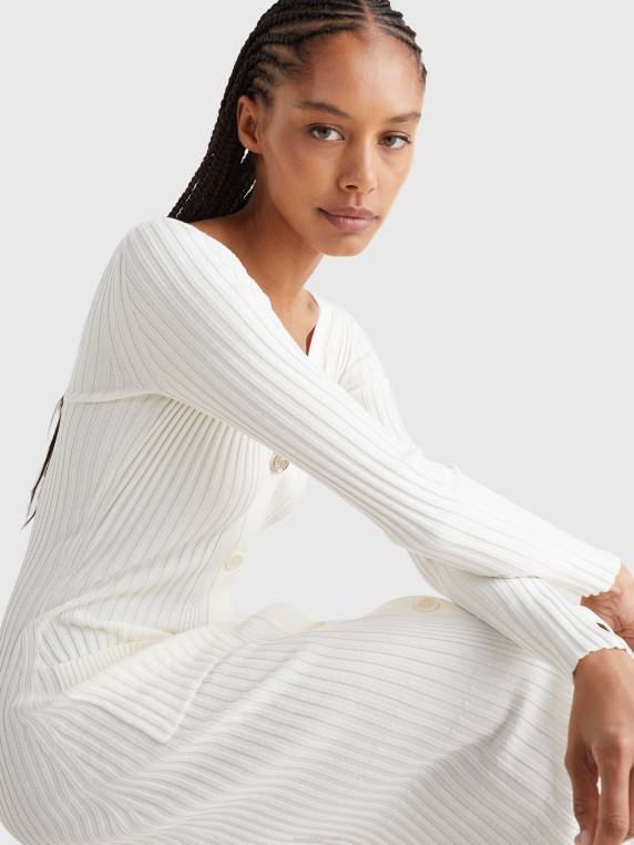 שמלת קרדיגן בגזרה בגזרה בגזרה בגזרה בגזרה בגזרה של גוף הכנה לחוף המערבי NX202230 שֶׁנהָב Tommy Hilfiger