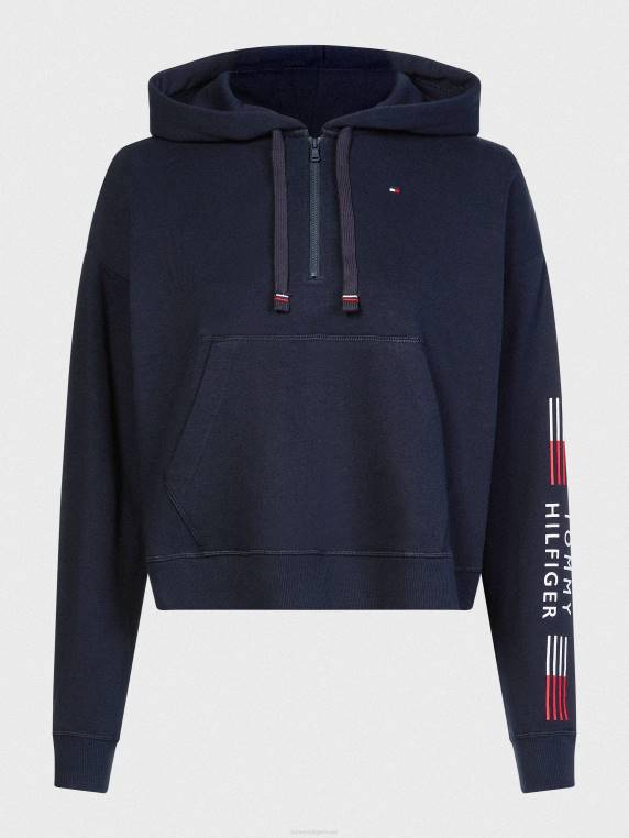 קפוצ'ון חצי רוכסן שרוול לוגו מתיחה NX202255 שמיים מדבריים Tommy Hilfiger