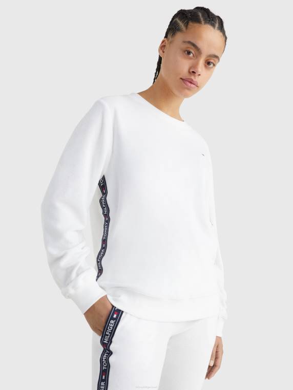 סווטשירט רצועת לוגו מגבות NX202266 לבן Tommy Hilfiger