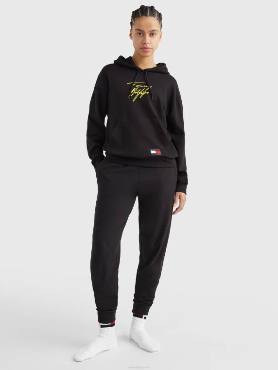 מכנסי טרקלין מכותנה אורגנית בחגורת לוגו NX202269 שָׁחוֹר Tommy Hilfiger