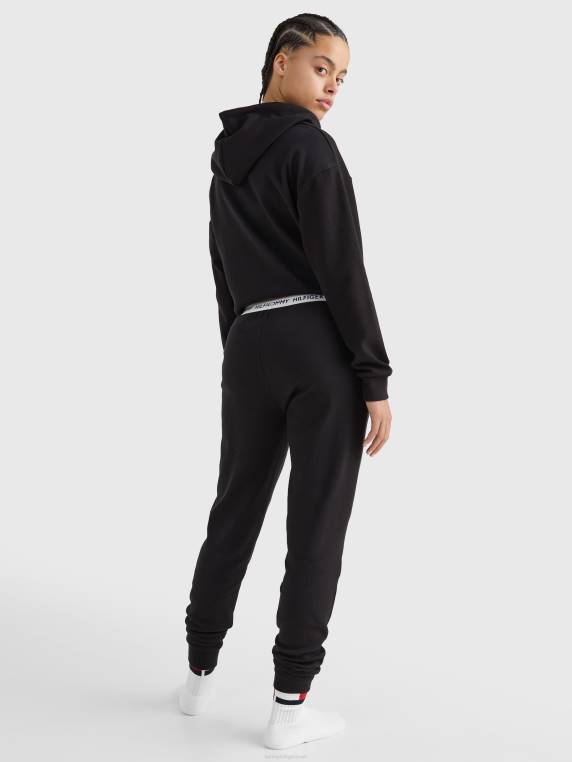 מכנסי טרקלין מכותנה אורגנית בחגורת לוגו NX202269 שָׁחוֹר Tommy Hilfiger