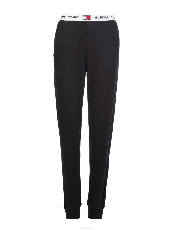 מכנסי טרקלין מכותנה אורגנית בחגורת לוגו NX202269 שָׁחוֹר Tommy Hilfiger