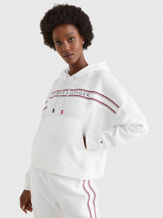 קפוצ'ון שרוך עם סרט חתימה NX202274 לבן Tommy Hilfiger