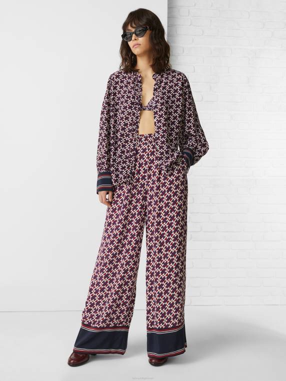 מכנסיים רחבים עם מונוגרמה NX202279 אדום/מונוגרם אדום לבן כחול Tommy Hilfiger