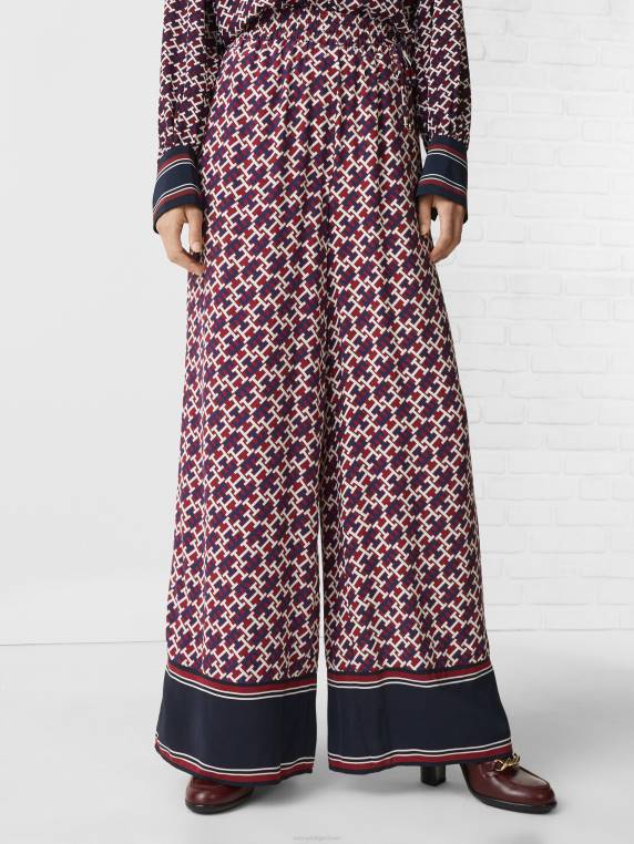 מכנסיים רחבים עם מונוגרמה NX202279 אדום/מונוגרם אדום לבן כחול Tommy Hilfiger