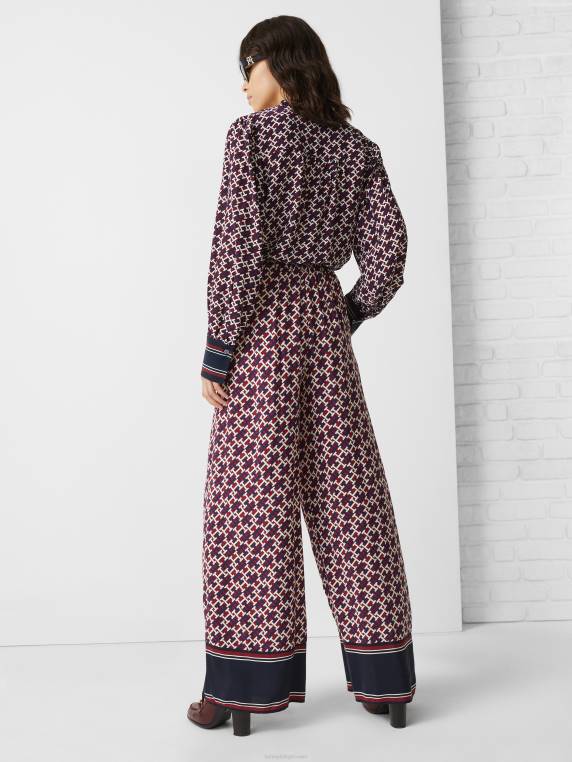 מכנסיים רחבים עם מונוגרמה NX202279 אדום/מונוגרם אדום לבן כחול Tommy Hilfiger