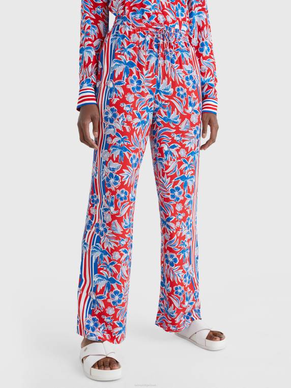 מכנסיים רגועים בהדפס צעיף NX202288 צעיף האי אדום Tommy Hilfiger