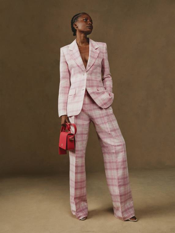 מכנסיים מבד מדרס NX202332 ורוד פסטל בהיר Tommy Hilfiger