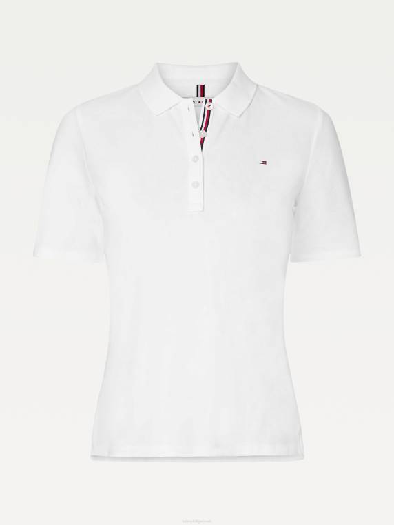 פולו עקום יסודות NX202340 לבן Tommy Hilfiger