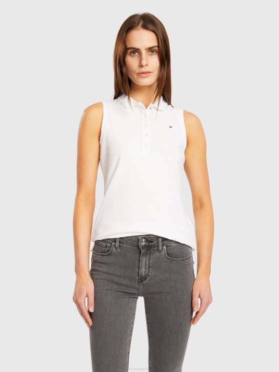 פולו דק ללא שרוולים NX202343 האופטי הלבן Tommy Hilfiger