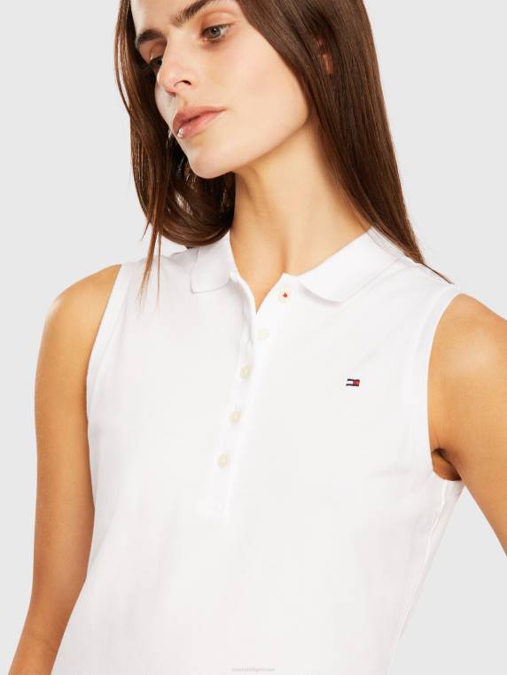 פולו דק ללא שרוולים NX202343 האופטי הלבן Tommy Hilfiger