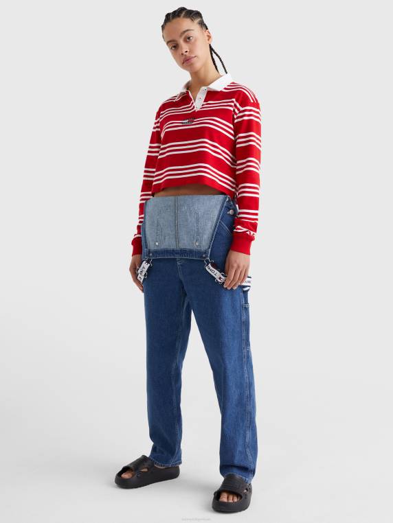 פולו רוגבי פס עם שרוול ארוך תג NX202345 ארגמן עמוק/רב Tommy Hilfiger