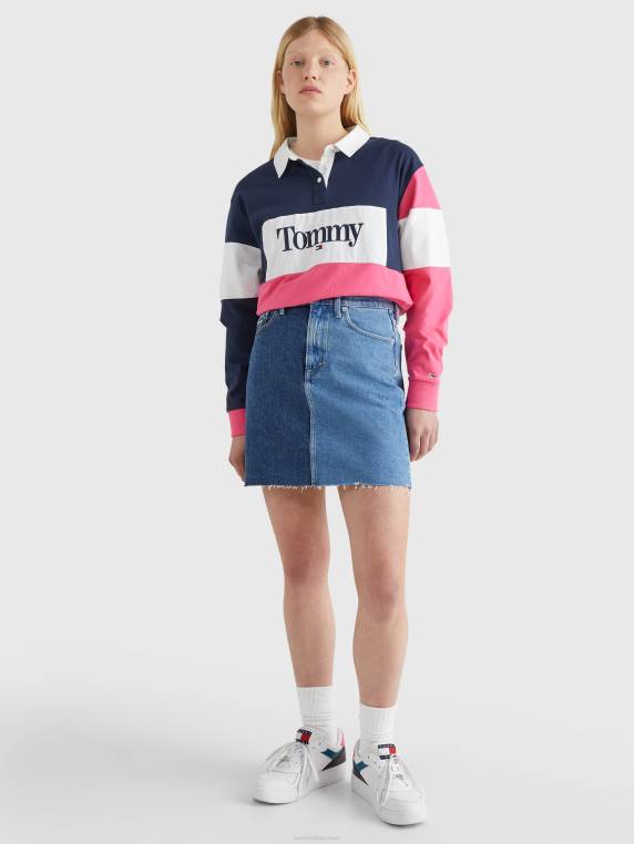 פולו עם שרוול ארוך חסום בצבע NX202352 התראה ורודה/רב Tommy Hilfiger