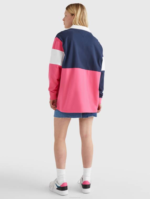 פולו עם שרוול ארוך חסום בצבע NX202352 התראה ורודה/רב Tommy Hilfiger