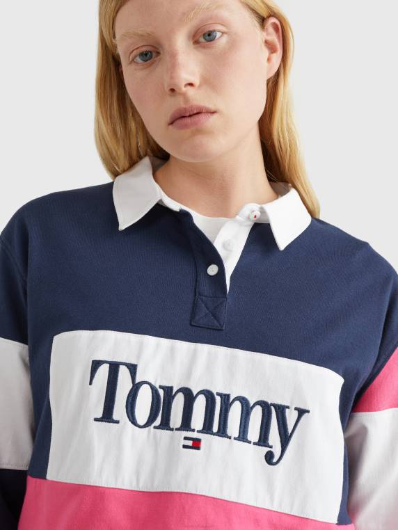 פולו עם שרוול ארוך חסום בצבע NX202352 התראה ורודה/רב Tommy Hilfiger