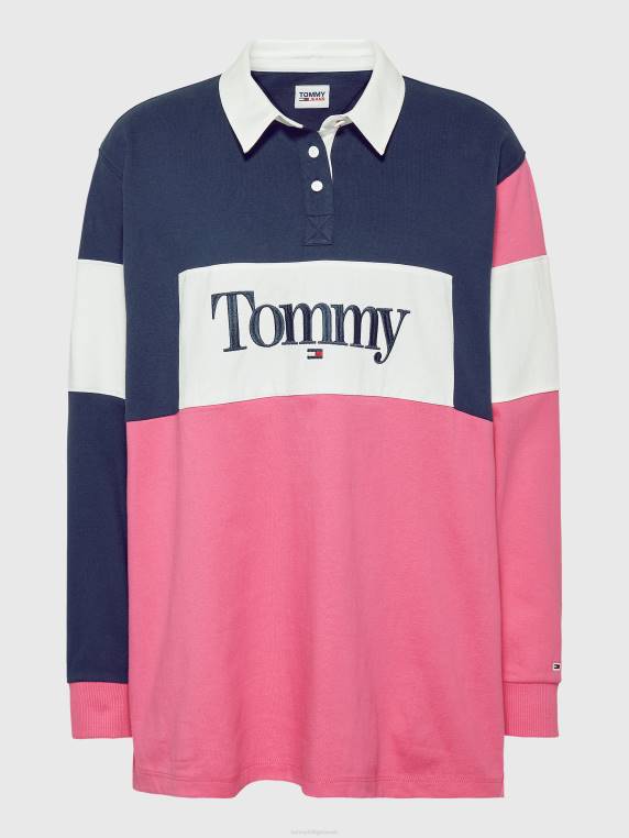 פולו עם שרוול ארוך חסום בצבע NX202352 התראה ורודה/רב Tommy Hilfiger