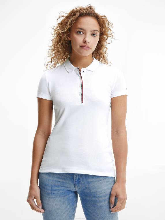 חולצת פולו עם פס גלובלי NX202354 לבן Tommy Hilfiger