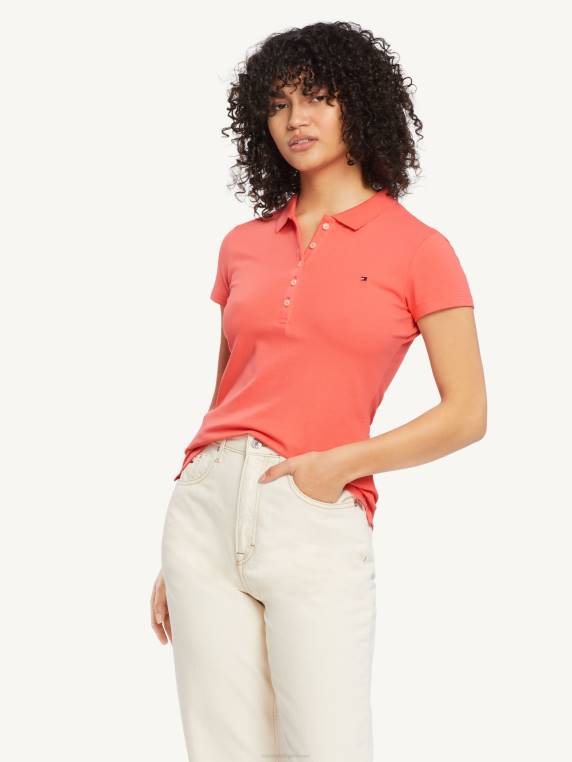 פיקה פולו בגזרה דקיקה NX202365 אלמוג קריסטל Tommy Hilfiger