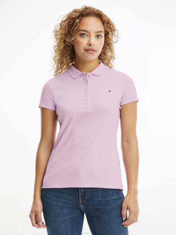 פיקה פולו בגזרה דקיקה NX202370 לילך זוהר Tommy Hilfiger