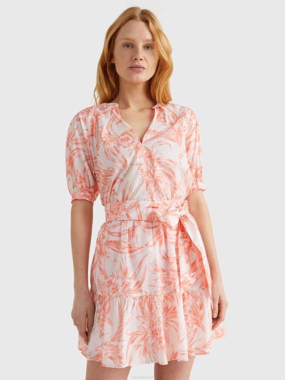 חולצה בכושר נינוח בצוואר הנלי NX202377 אי אננס/ אפרסק שקיעה Tommy Hilfiger