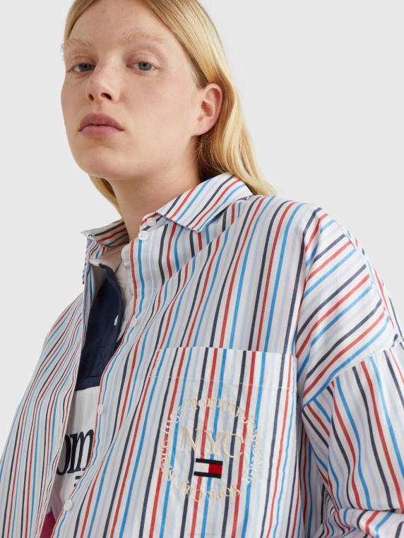 חולצת סבא פסים NX202390 לבן/רב Tommy Hilfiger