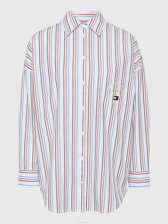 חולצת סבא פסים NX202390 לבן/רב Tommy Hilfiger