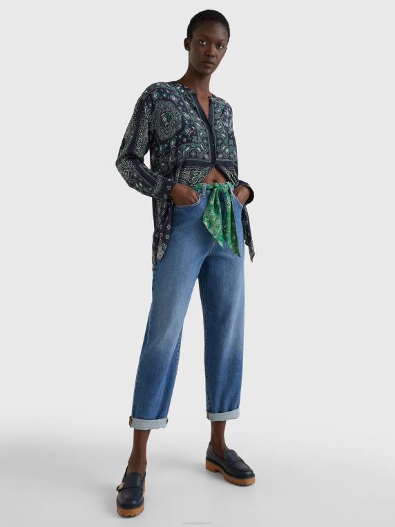 חולצת ויסקוזה עם הדפס בנדנה בגזרה רגועה NX202395 הניח בנדנה/שמי מדבר Tommy Hilfiger